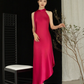 Simple Brilliant Rose A Line Spaghetti Strap Satin Prom Dress Evening Dress SH4212