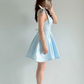 Baby Blue A Line Bow Straps Satin Short Prom Dress Homecoming Dress SH6009