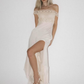 Ivory Sheath Off the Shoulder Shiny Beaded Chiffon Prom Dress Vacation Dress SH6265