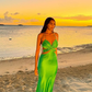 Charming Sheath Halter Green Satin Open Back Prom Dress Evening Dress SH3290