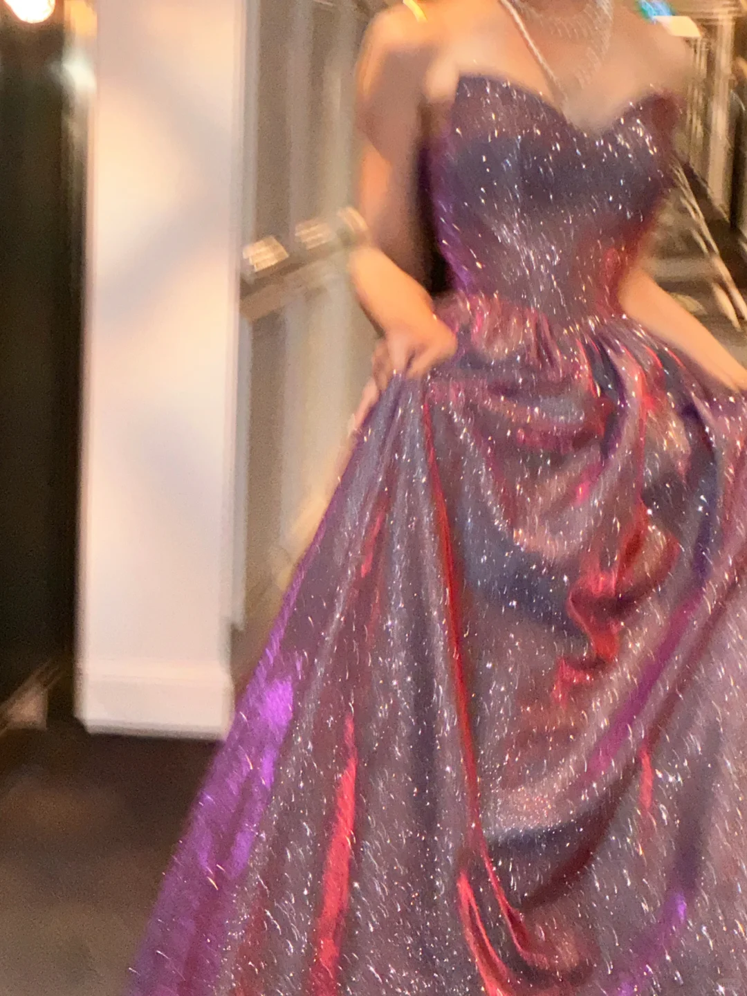 Shiny A Line Sweetheart Neck Purple Sequin Long Sweep Party Dress Evening Dress SH3061