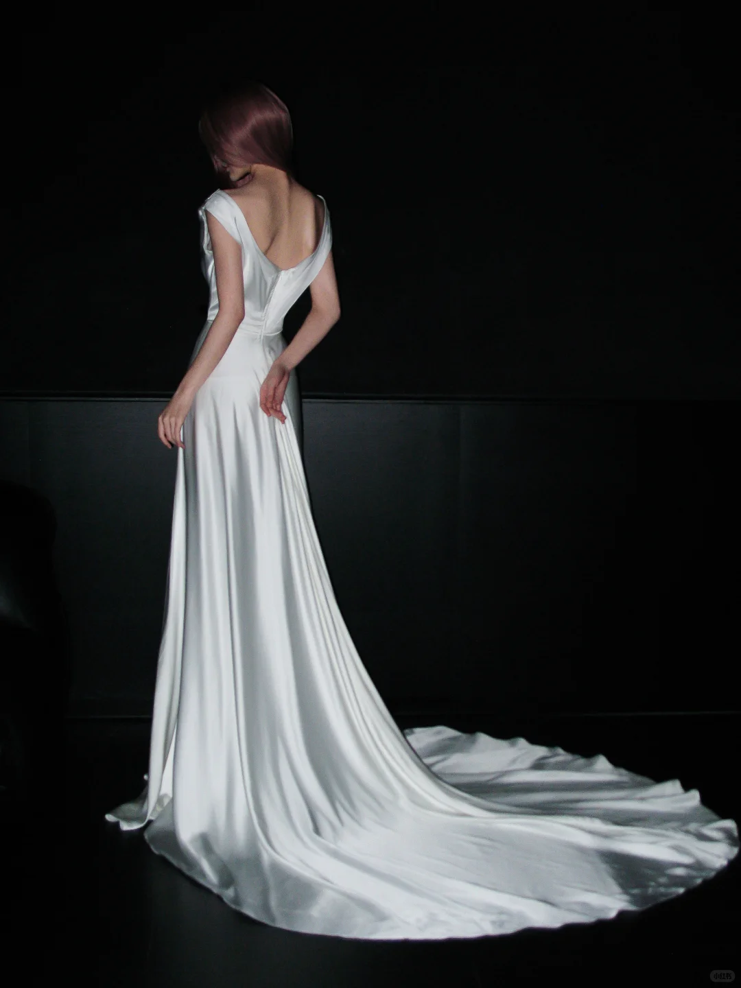 Simple Classic A Line Straps White Satin Long Sweep Wedding Dress SH5228