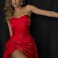 Sexy Red Sheath Strapless Satin Cocktail Dress Homecoming Dress SH6137