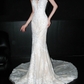 Elegant Sheath Sweetheart Neck White Lace Long Wedding Dress SH6675
