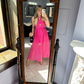 Pink Halter Tulle A Line Prom Dress Party Dress SH1539