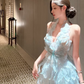 Stunning A Line Halter Layered Baby Blue Tulle Short Prom Dress Homecoming Dress SH8812