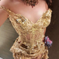 Golden A Line Straps Exquisite Sequin Short Homecoming Dress SH5012