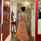 Vintage Exquisite A Line Straps Orange Beaded Tulle Prom Dress Wedding Guest Dress SH4497