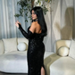 Black Mermaid Sequin Formal Evening Dress Black Girl Prom Dress SH1010