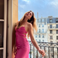 Blue A Line Halter Satin Open Back Long Wedding Guest Dress Party Dress SH3311