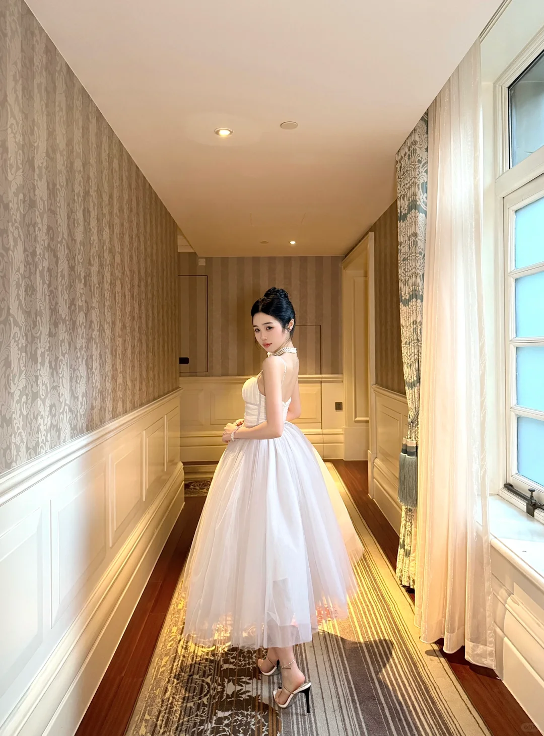 Princess A Line Spaghetti Strap White Tulle Birthday Dress Party Dress SH3400