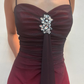 Vintage Sheath Straps Rhinestone Ombre Red Chiffon Prom Dress Evening Dress SH2234