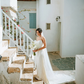 Elegant A Line Sweetheart Neck Pleated Ivory Satin Long Wedding Dress SH8254