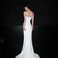 High-class Simple Sheath Strapless White Feather Satin Long Wedding Dress SH6622
