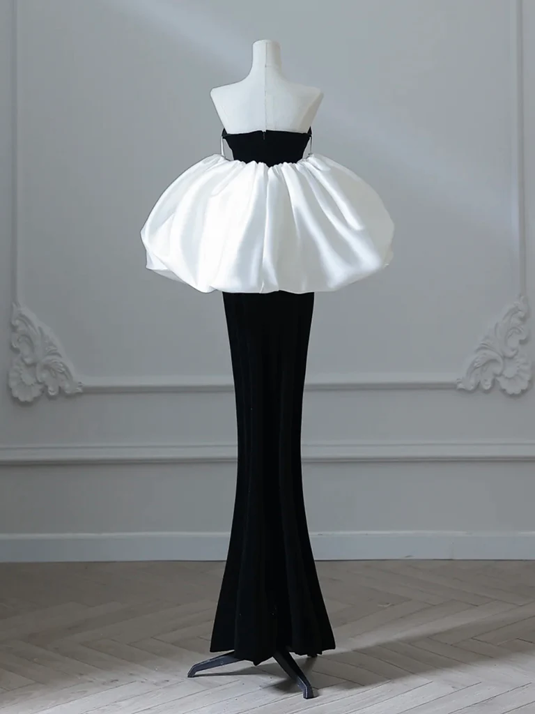 Black Velvet Strapless Mermaid Prom Dress Evening Dress SH1327