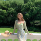 Elegant A Line Spaghetti Strap Green Print Floral Chiffon Prom Dress Evening Dress SH4482