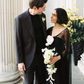 Unique A Line Strapless Black Tulle Satin Long Wedding Dress SH8251