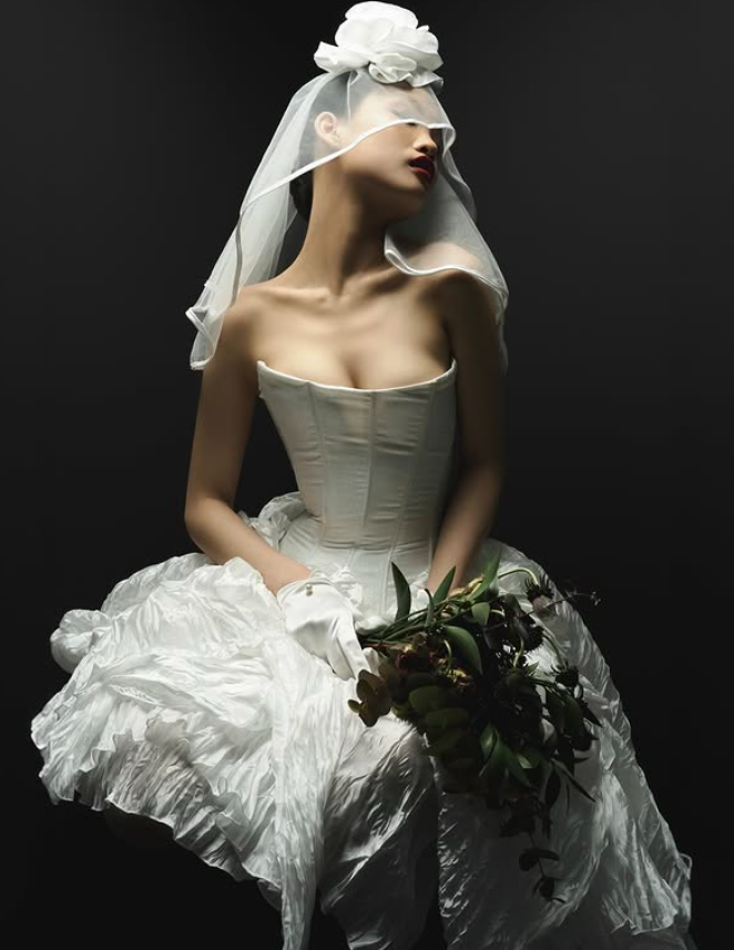 Unique A Line Strapless Corset White Satin Wedding Dress SH4527