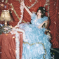Blue Ball Gown Round Neck Layered Organza Prom Dress 16th Birthday Dress SH4089