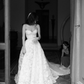 Elegant A Line Sweetheart Neck Lace Tulle Long Sweep Wedding Dress SH2219