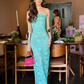 Blue Sheath Strapless Exquisite Lace Party Dress Evening Dress Prom Dress SH3904