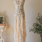 Apricot Mermaid Spaghetti Strap Embroidered Beaded Ruffle Chiffon Prom Dress Formal Dress SH3882