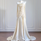 Ivory White Mermaid Spaghetti Straps Pleated Satin Long Prom Dress Party Dress SH4367