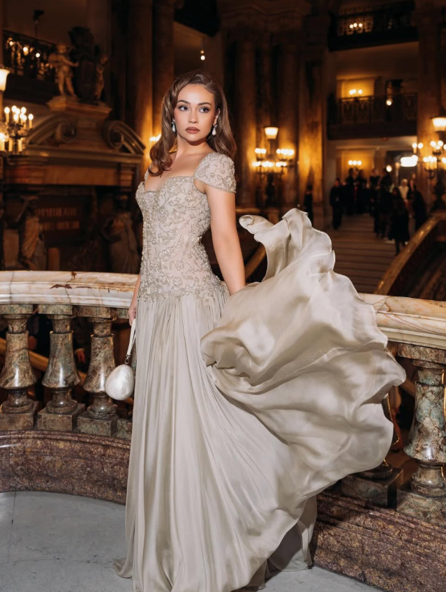 Luxurious A Line Exquisite Beaded Satin Long Graduation Prom Dress Wedding Guest Dress SH5429