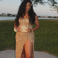 Shiny Luxurious Sheath Strapless Sequin Prom Dress With Beaded SH8990