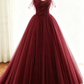 sage green tulle long ball gown with spaghetti straps, sage green sweet 16 dress prom gown P6154