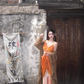 Dreamy Mermaid Spaghetti Straps Orange Satin Chiffon Long Prom Dress Evening Dress SH4392