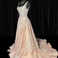 Vintage A Line Straps Exquisite Beaded Embroidery Tulle Prom Dress Evening Dress SH5602