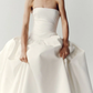 Pretty Ball Gown Strapless Simple White Satin Long Wedding Dress SH4144