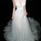 Beautiful Ball Gown V Neck White Lace Appliques Tulle Long Wedding Dress SH6673