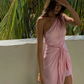 Chic One Shoulder Satin Party Dress Long Prom Dress Evening Dress SH1060