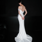 Elegant Stunning Sheath One Shoulder Flowy Tulle Satin Long Wedding Dress SH6625