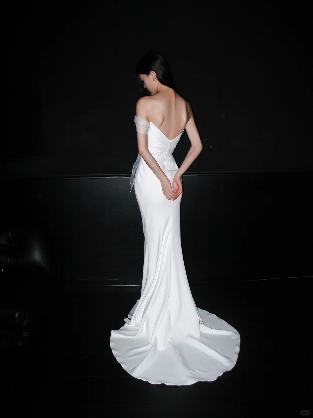 Elegant Stunning Sheath One Shoulder Flowy Tulle Satin Long Wedding Dress SH6625