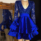 Sexy Long Sleeve Cocktail Dresses,Royal Blue Homecoming Dresses SH692