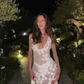 White See-Through High Split Applique Summer Party Dress Gown Backless Prom Dress  SH1181