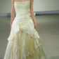 Unique Mermaid Strapless Pleated Ivory Satin Long Wedding Dress SH5097