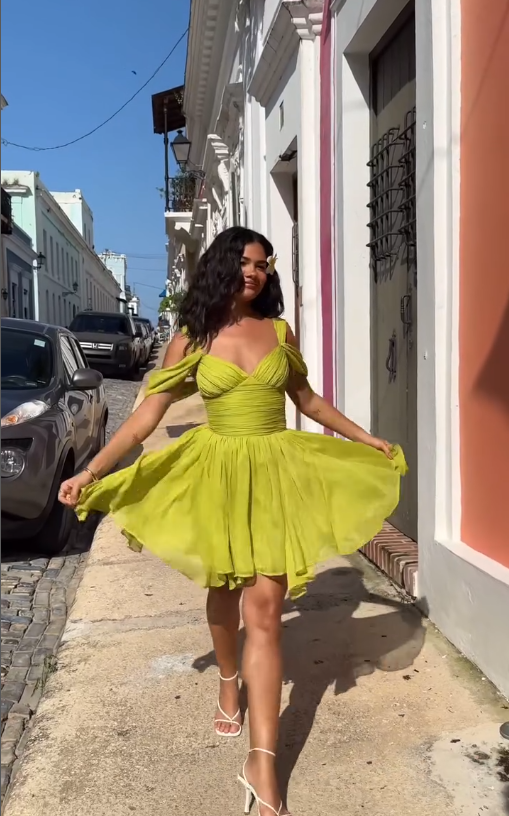 Green A Line Straps Chiffon Short Homecoming Dress Outfits SH4803