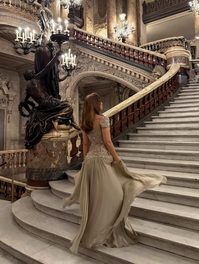 Luxurious A Line Exquisite Beaded Satin Long Graduation Prom Dress Wedding Guest Dress SH5429
