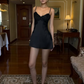Dark Grape A Line Strap Lace Satin Short Homecoming Dress Outfits SH5480