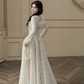 Sweety A Line Spaghetti Straps Long Sleeve White Lace Long Prom Dress SH5296