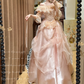 Vintage Light Pink Ball Gown Sleeve Lace Organza Satin Prom Dresses 18th Birthday Dresses SH4642