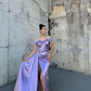 Apricot Sheath Spaghetti Strap Satin Prom Dress Wedding Guest Dress SH4747