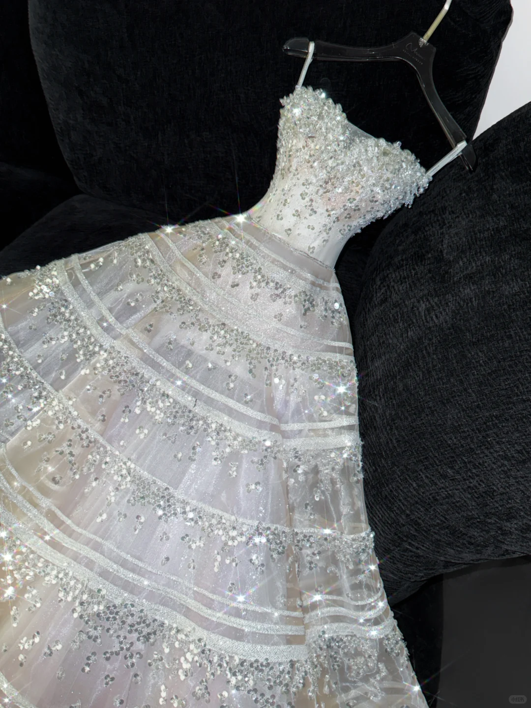 Exquisite White Beaded Ball Gown Strapless Sequin Tulle Prom Dress Party Dress SH3412