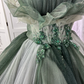 Vintage Grey-Green Ball Gown Strapless Sequin Tulle Prom Dress Sweet 16 Dress SH5787