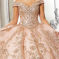 Navy Blue Ball Gown Off the Shoulder Beaded Sequin Tulle Sweet 16 Dress, Quinceanera Dress SH5126