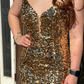Gold Mermaid Sweetheart Neck Sequin Long Prom Dress Evening Dress SH6801